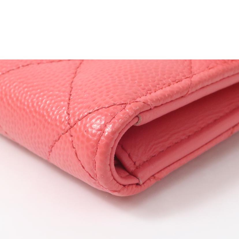 CHANEL シャネル/キャビアスキン 二つ折り財布 ピンク//ABランク/65