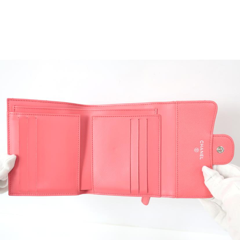CHANEL シャネル/キャビアスキン 二つ折り財布 ピンク//ABランク/65