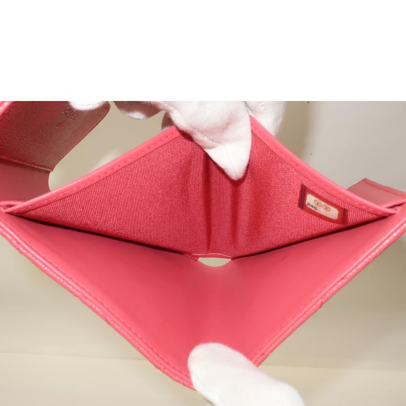 CHANEL シャネル/キャビアスキン 二つ折り財布 ピンク//ABランク/65