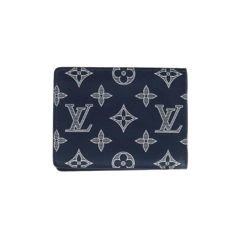 LV ルイヴィトン/ポルトフォイユ・ミュルティプル/モノグラムシャドウ/インクブルー/ホワイト/M83379//RFI*/Aランク/75