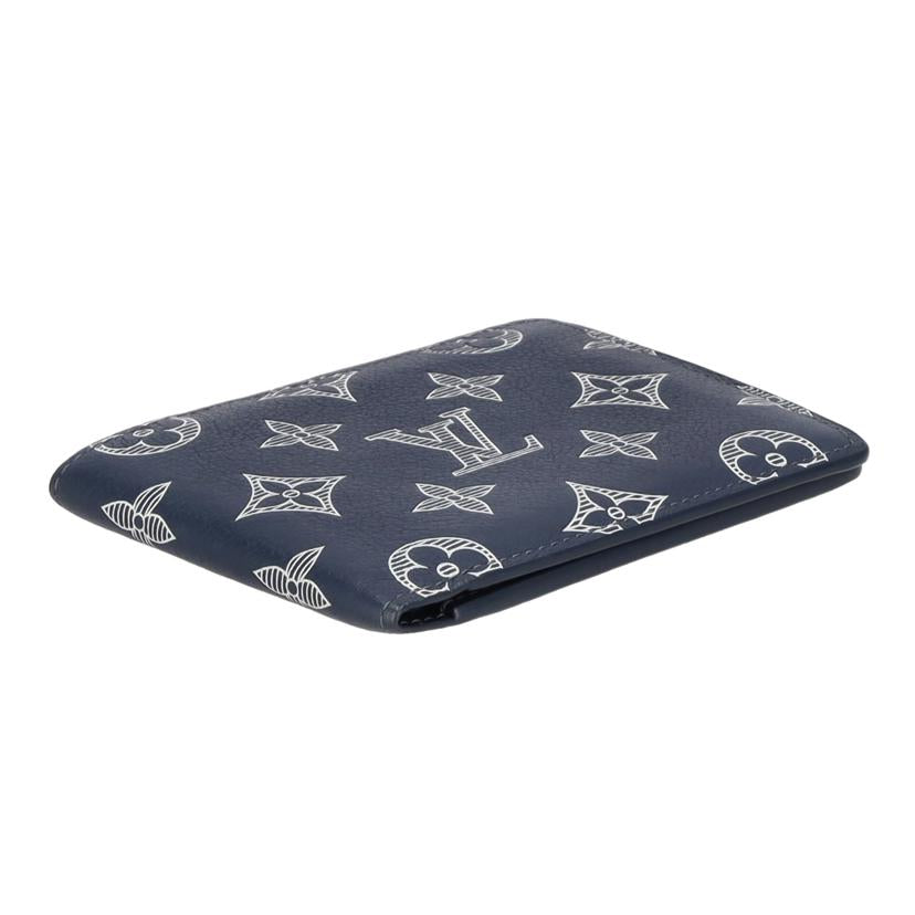 LV ルイヴィトン/ポルトフォイユ・ミュルティプル/モノグラムシャドウ/インクブルー/ホワイト/M83379//RFI*/Aランク/75