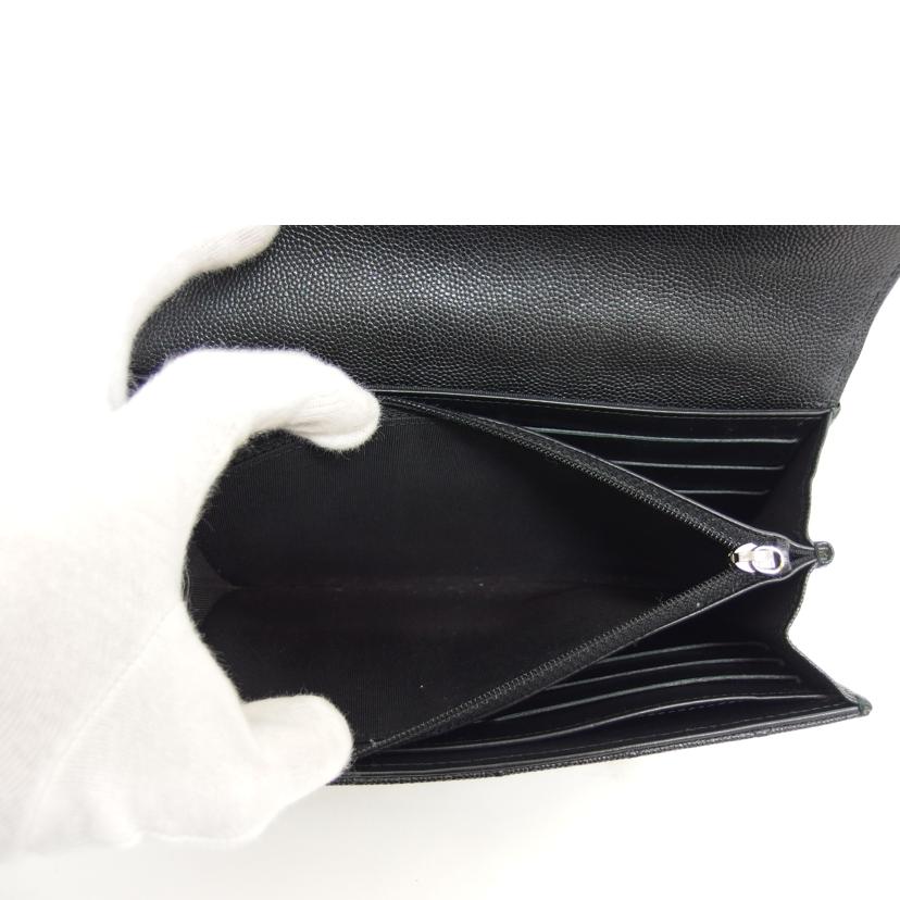 CHANEL シャネル/マトラッセ/キャビアスキン/二つ折り長財布/ブラック・ラメ/A80758//248*****/Bランク/04