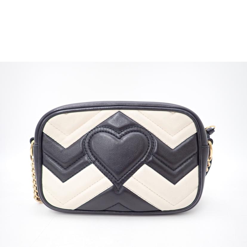 GUCCI グッチ/GGマーモントミニカメラショルダー/ブラック×ホワイト /448065//204***/ABランク/69
