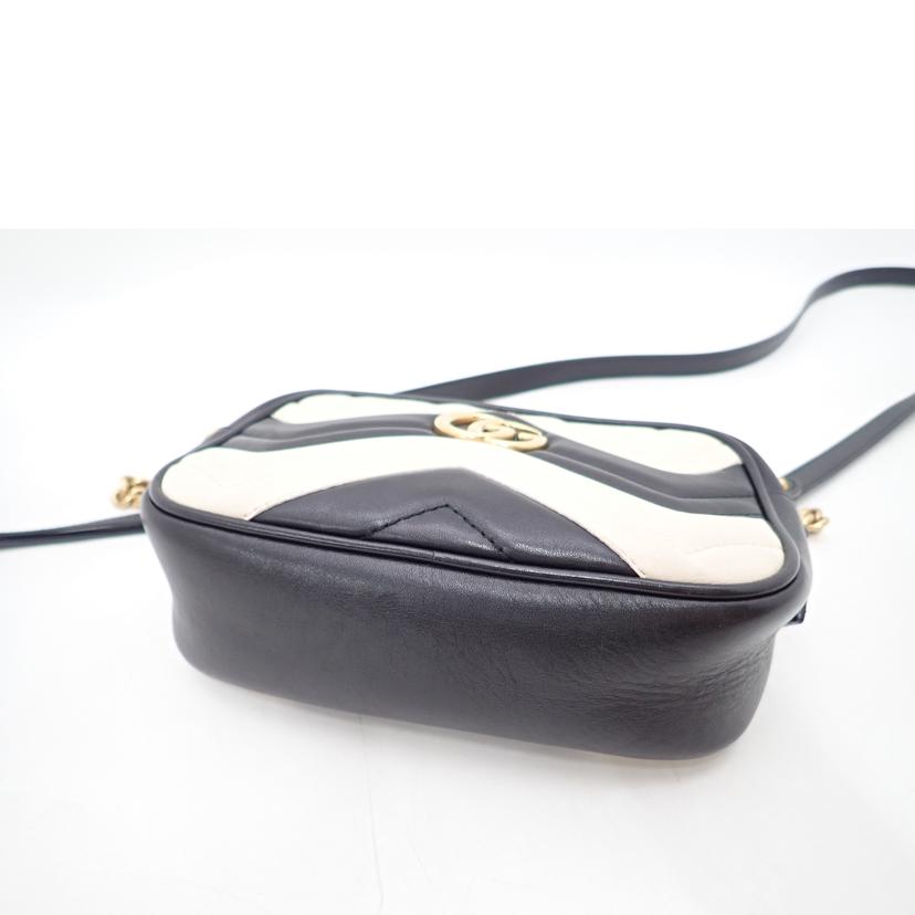 GUCCI グッチ/GGマーモントミニカメラショルダー/ブラック×ホワイト /448065//204***/ABランク/69