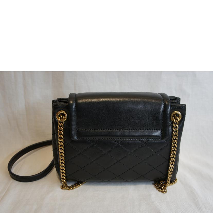 SAINT LAURENT サンローラン/レザーミニチェーンショルダーブラックゴールド金具/672738//Aランク/92