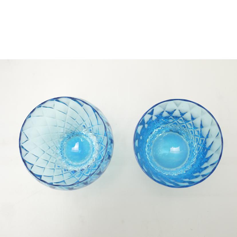 藤巻百貨店x深川硝子工芸/クリスタルガラス「GOKAN」/フジマキブルーROCK WAVE&OWAN WAVE//Sランク/69