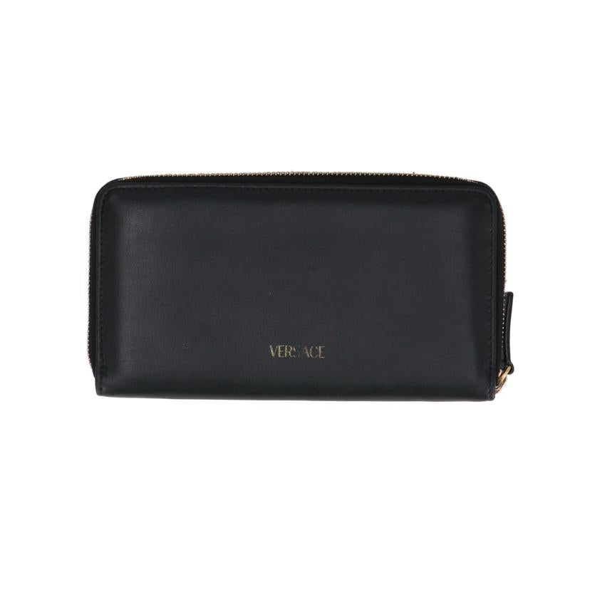 VERSACE ヴェルサーチ/レザーラウンドファスナー長財布 黒 金金具//Bランク/42