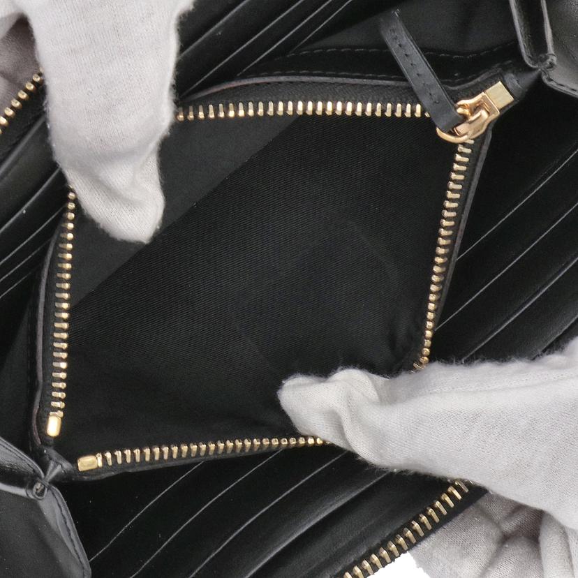 VERSACE ヴェルサーチ/レザーラウンドファスナー長財布 黒 金金具//Bランク/42