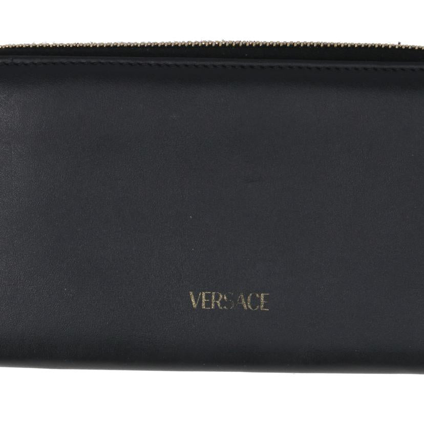 VERSACE ヴェルサーチ/レザーラウンドファスナー長財布 黒 金金具//Bランク/42