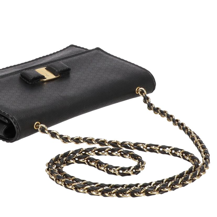 Ferragamo フェラガモ/ジニー・ヴァラリボンレザーチェーンショルダー/AU-21/F003//ABランク/91