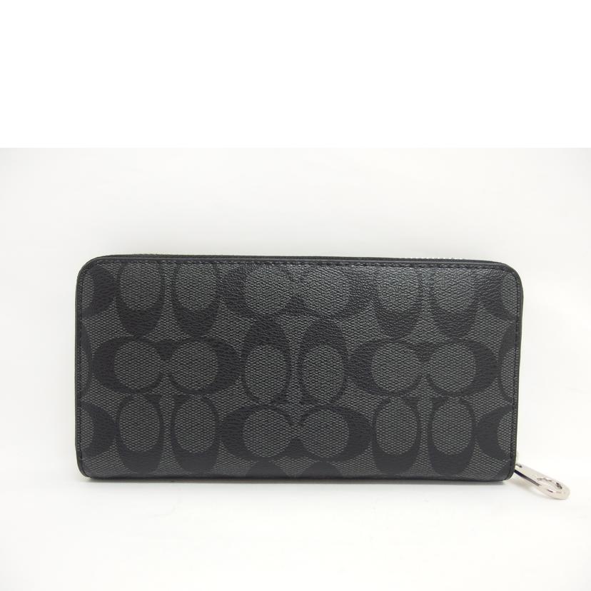 COACH コーチ/PVCシグネチャー/ラウンドファスナー長財布/ブラック/C4452//A21**/Aランク/04