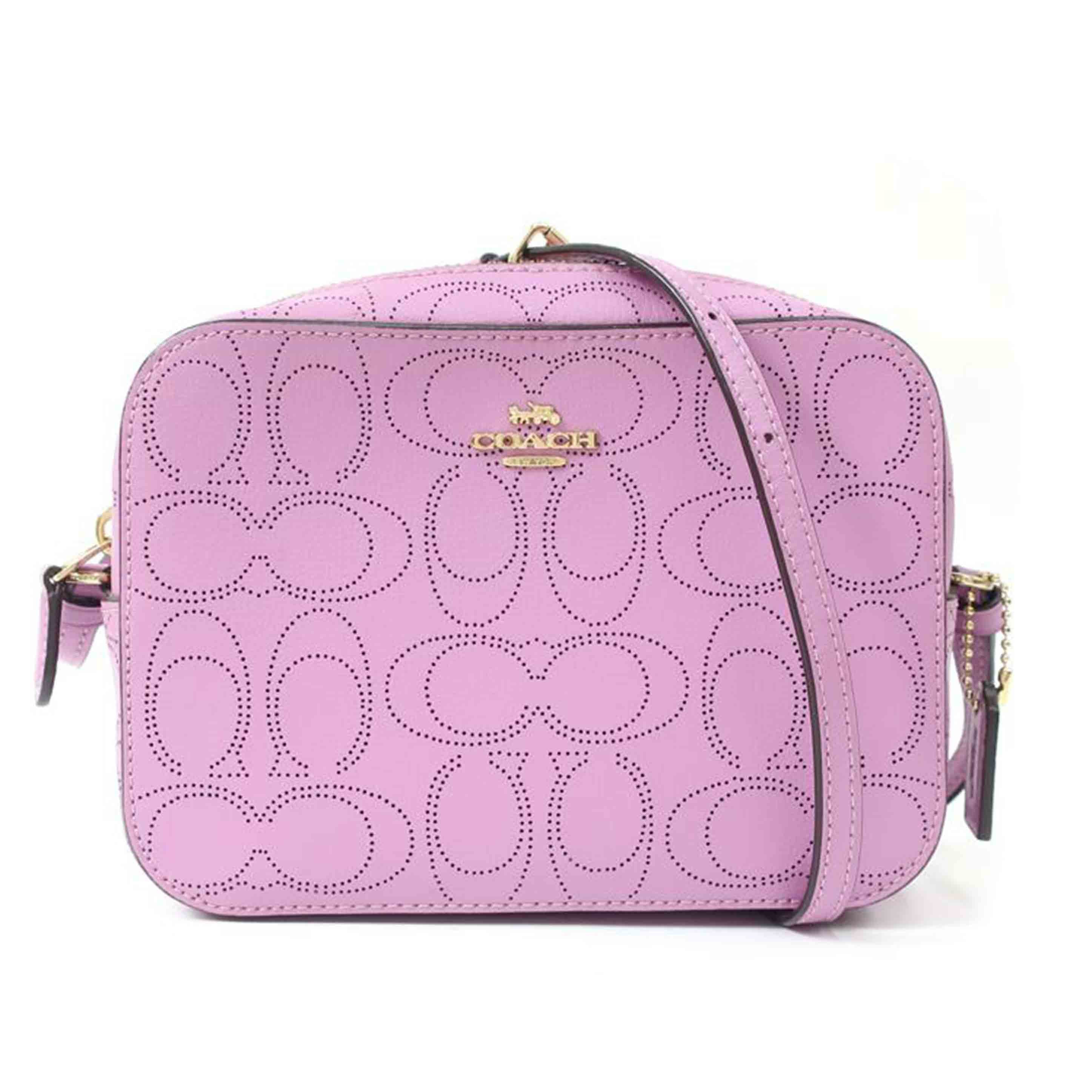 COACH コーチ/ラグジュアリー パフォレイテッド シグネチャーレザーショルダーバッグ ライトパープル/2403//Aランク/65