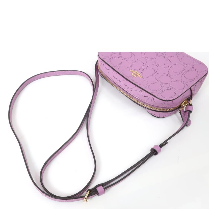 COACH コーチ/ラグジュアリー パフォレイテッド シグネチャーレザーショルダーバッグ ライトパープル/2403//Aランク/65