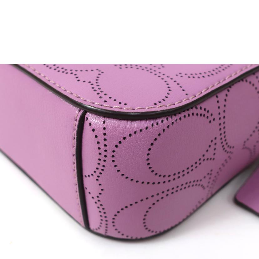 COACH コーチ/ラグジュアリー パフォレイテッド シグネチャーレザーショルダーバッグ ライトパープル/2403//Aランク/65