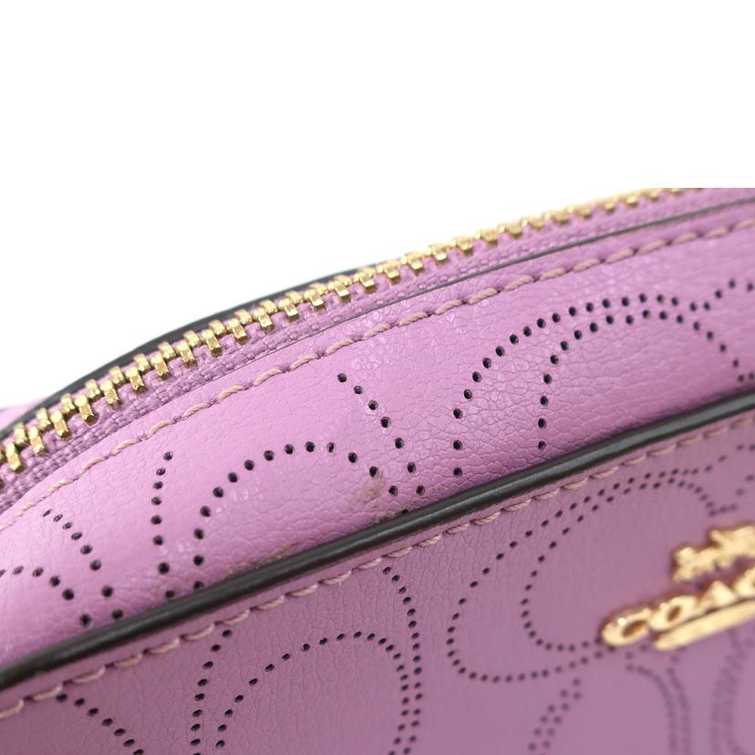 COACH コーチ/ラグジュアリー パフォレイテッド シグネチャーレザーショルダーバッグ ライトパープル/2403//Aランク/65