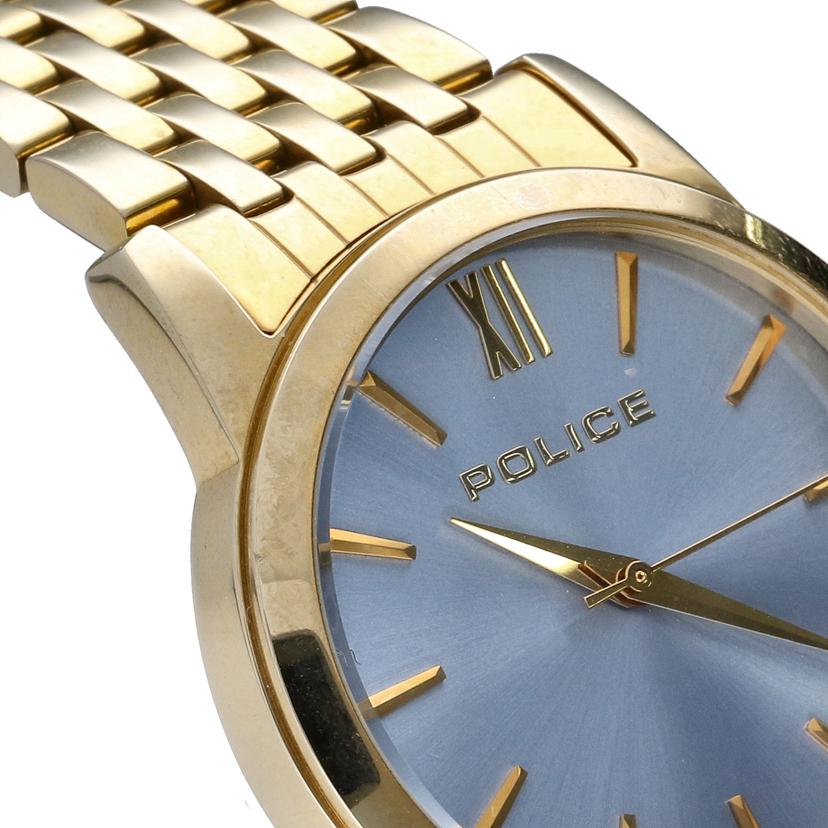 POLICE ポリス/クォーツ腕時計/ゴールド×ライトブルー/PL.14495M//Bランク/06