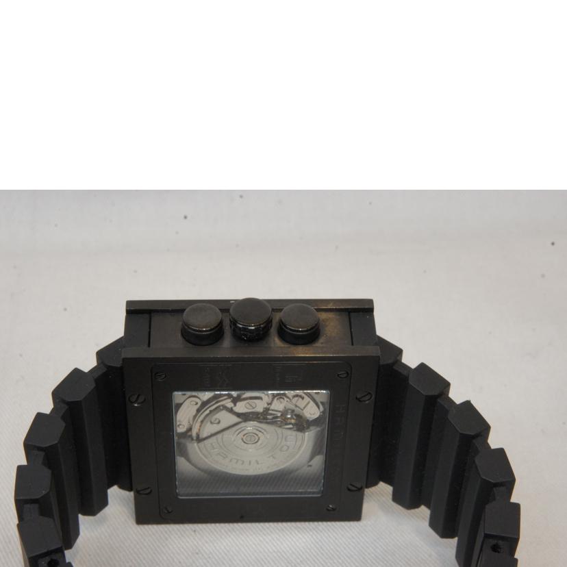 HAMILTON ハミルトン/カーキスクエアクロノグラフオートマ裏スケ/チタンラバー//H79****/ABランク/92