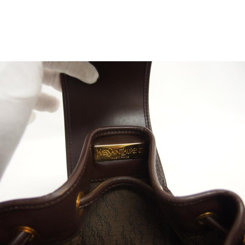 YSL イヴサンローラン/ヴィンテージ/巾着ショルダーバッグ/ブラウン//ABランク/04