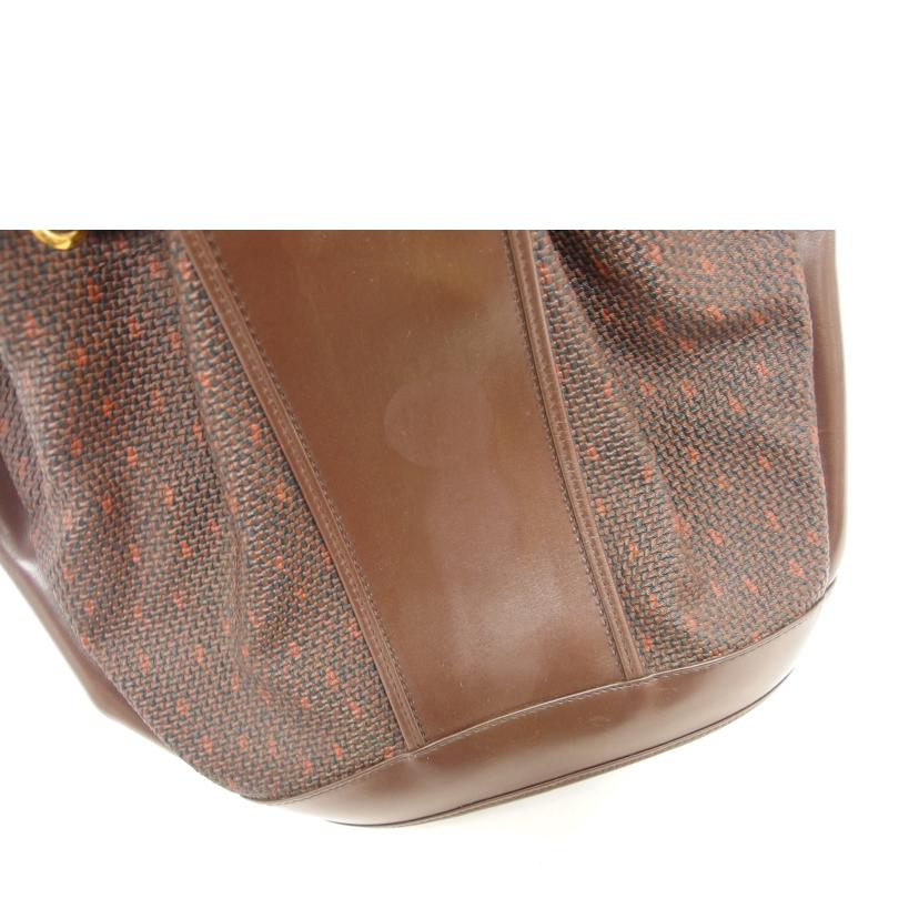 YSL イヴサンローラン/ヴィンテージ/巾着ショルダーバッグ/ブラウン//ABランク/04