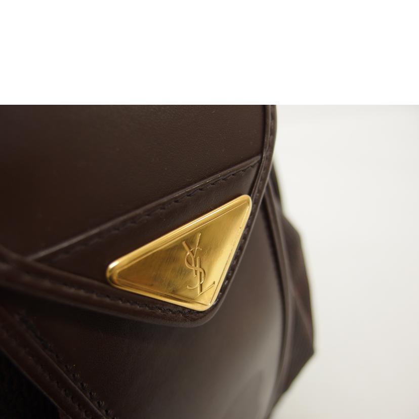 YSL イヴサンローラン/ヴィンテージ/巾着ショルダーバッグ/ブラウン//ABランク/04