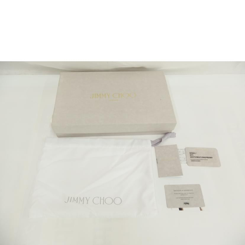 JIMMY CHOO ジミーチュウ/ポーチ/ホワイト/ピンク//Aランク/82