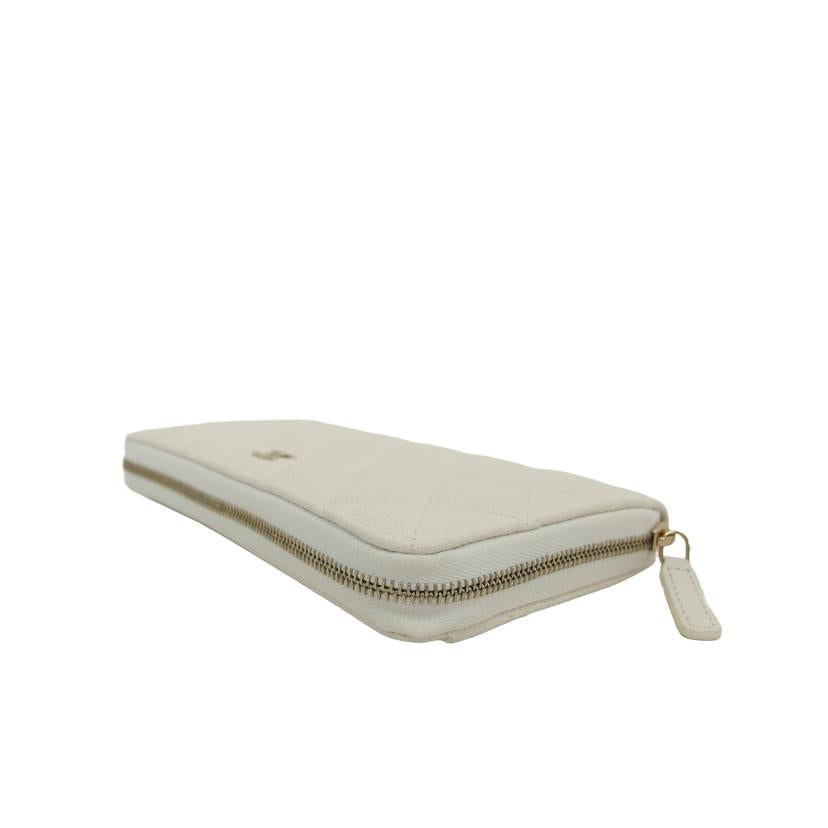 CHANEL シャネル/マトラッセクラシック/ロングジップウォレット/ホワイト/キャビアスキン/AP0242//GIG*****/ABランク/04