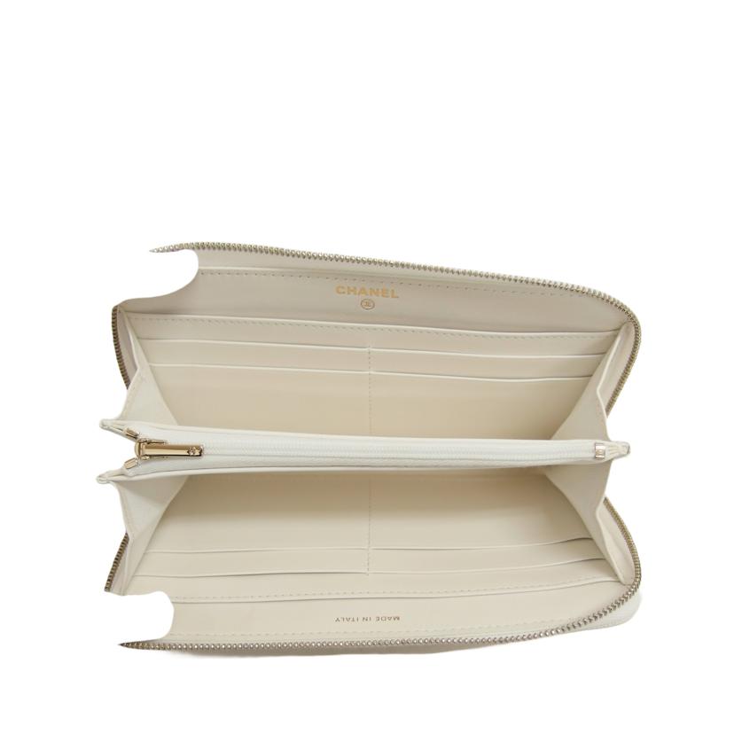 CHANEL シャネル/マトラッセクラシック/ロングジップウォレット/ホワイト/キャビアスキン/AP0242//GIG*****/ABランク/04