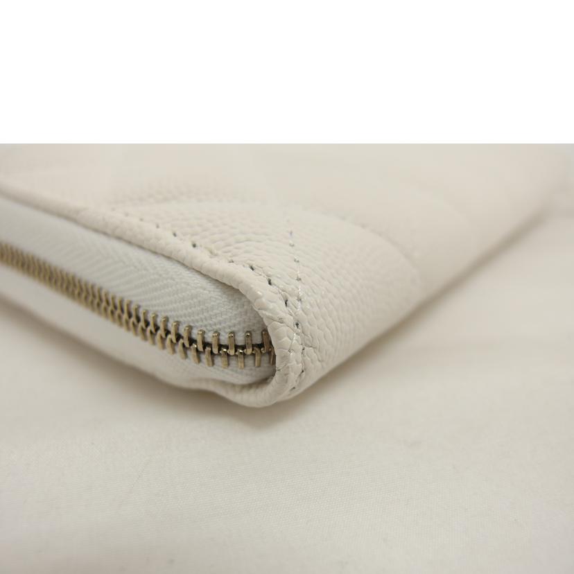 CHANEL シャネル/マトラッセクラシック/ロングジップウォレット/ホワイト/キャビアスキン/AP0242//GIG*****/ABランク/04