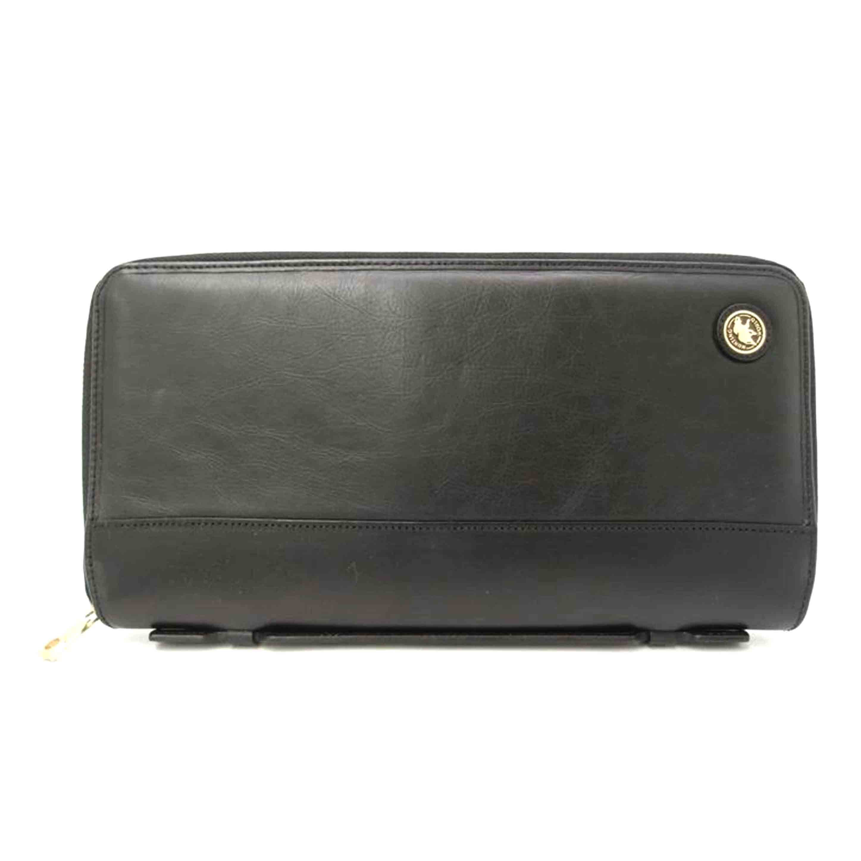 HUMTING WORLD ハンティングワールド/トラベルラウンドファスナー長財布/ブラック//22・******/Aランク/69