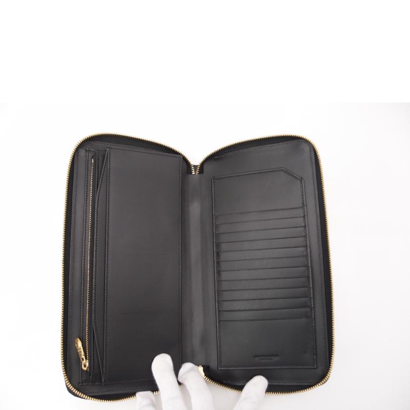 HUMTING WORLD ハンティングワールド/トラベルラウンドファスナー長財布/ブラック//22・******/Aランク/69