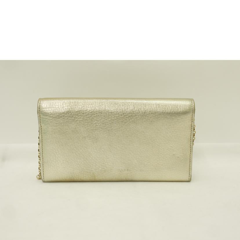 TIFFANY&Co. ティファニー 二つ折り長財布 肩掛け ショルダー付長財布 レディース/レザーチェーンウォレット/ゴールド//ABランク/69