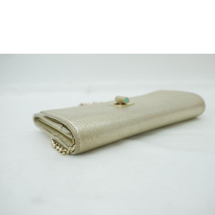 TIFFANY&Co. ティファニー 二つ折り長財布 肩掛け ショルダー付長財布 レディース/レザーチェーンウォレット/ゴールド//ABランク/69