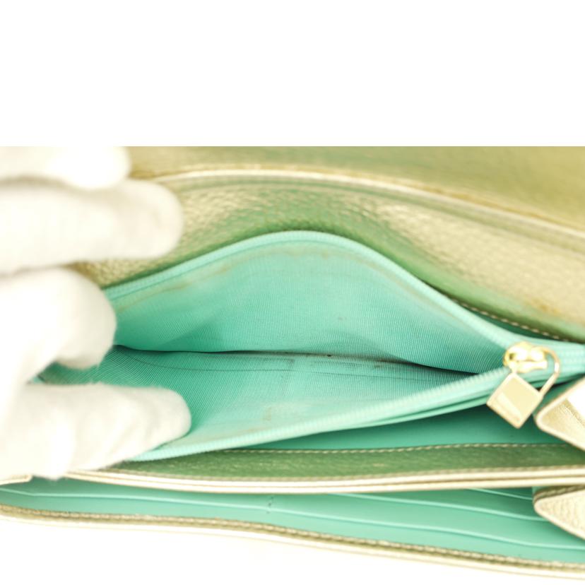 TIFFANY&Co. ティファニー 二つ折り長財布 肩掛け ショルダー付長財布 レディース/レザーチェーンウォレット/ゴールド//ABランク/69