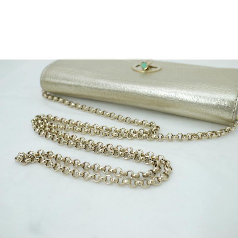 TIFFANY&Co. ティファニー 二つ折り長財布 肩掛け ショルダー付長財布 レディース/レザーチェーンウォレット/ゴールド//ABランク/69