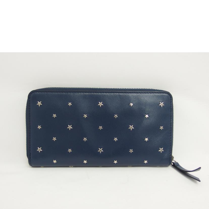 JIMMY CHOO ジミーチュウ/フラットスター/ラウンドファスナー長財布/ネイビー//Aランク/04