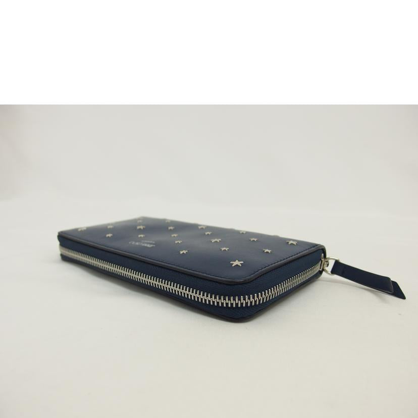JIMMY CHOO ジミーチュウ/フラットスター/ラウンドファスナー長財布/ネイビー//Aランク/04