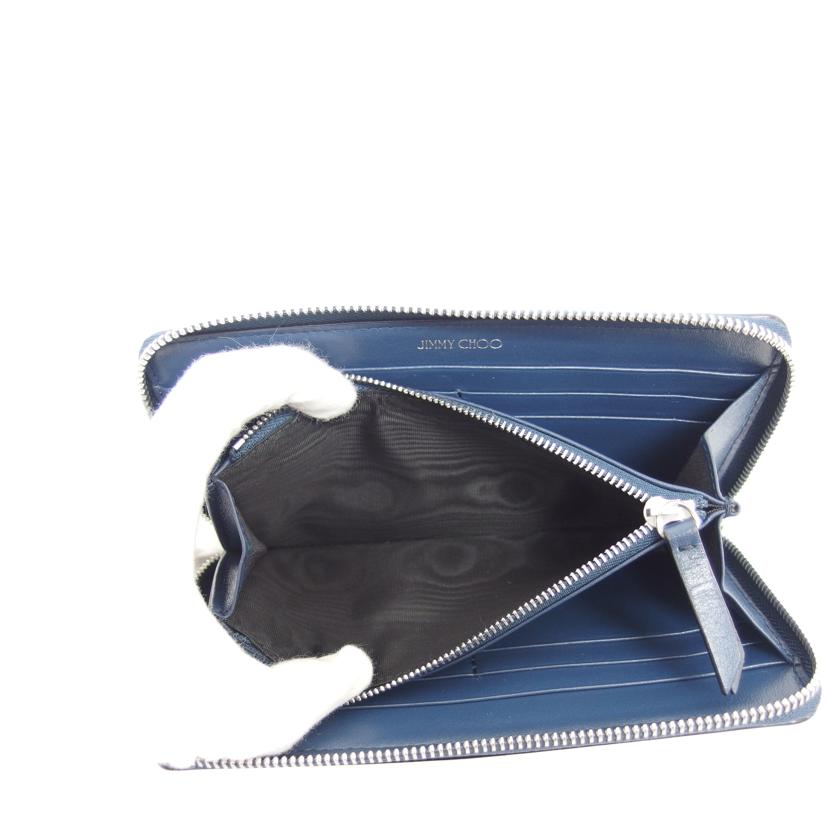JIMMY CHOO ジミーチュウ/フラットスター/ラウンドファスナー長財布/ネイビー//Aランク/04