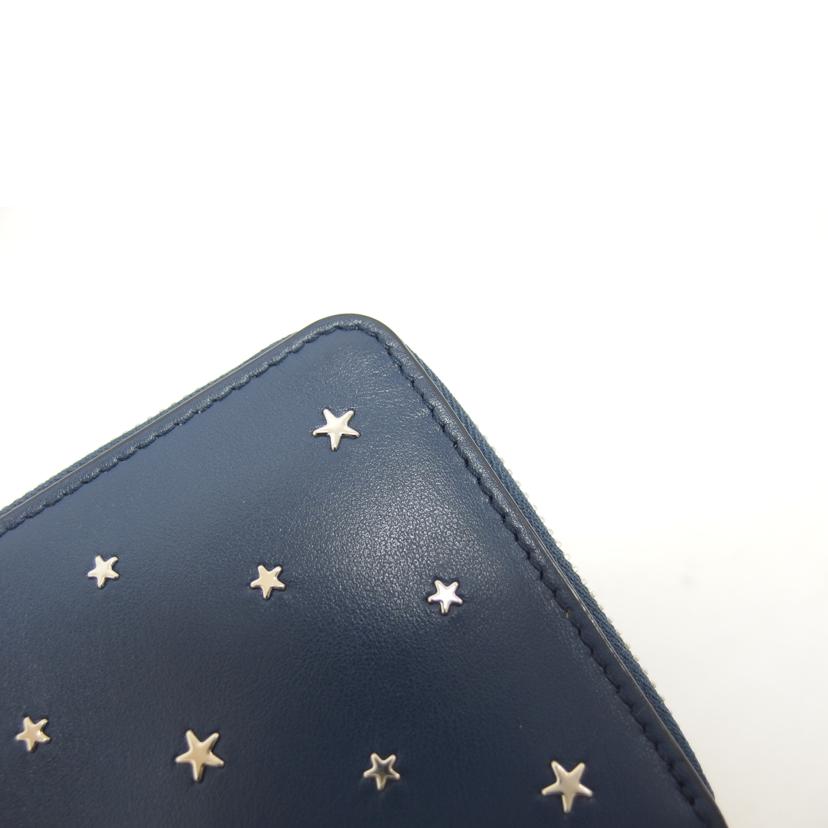 JIMMY CHOO ジミーチュウ/フラットスター/ラウンドファスナー長財布/ネイビー//Aランク/04
