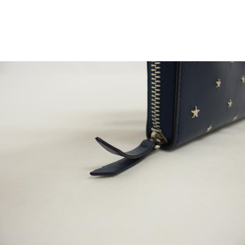 JIMMY CHOO ジミーチュウ/フラットスター/ラウンドファスナー長財布/ネイビー//Aランク/04