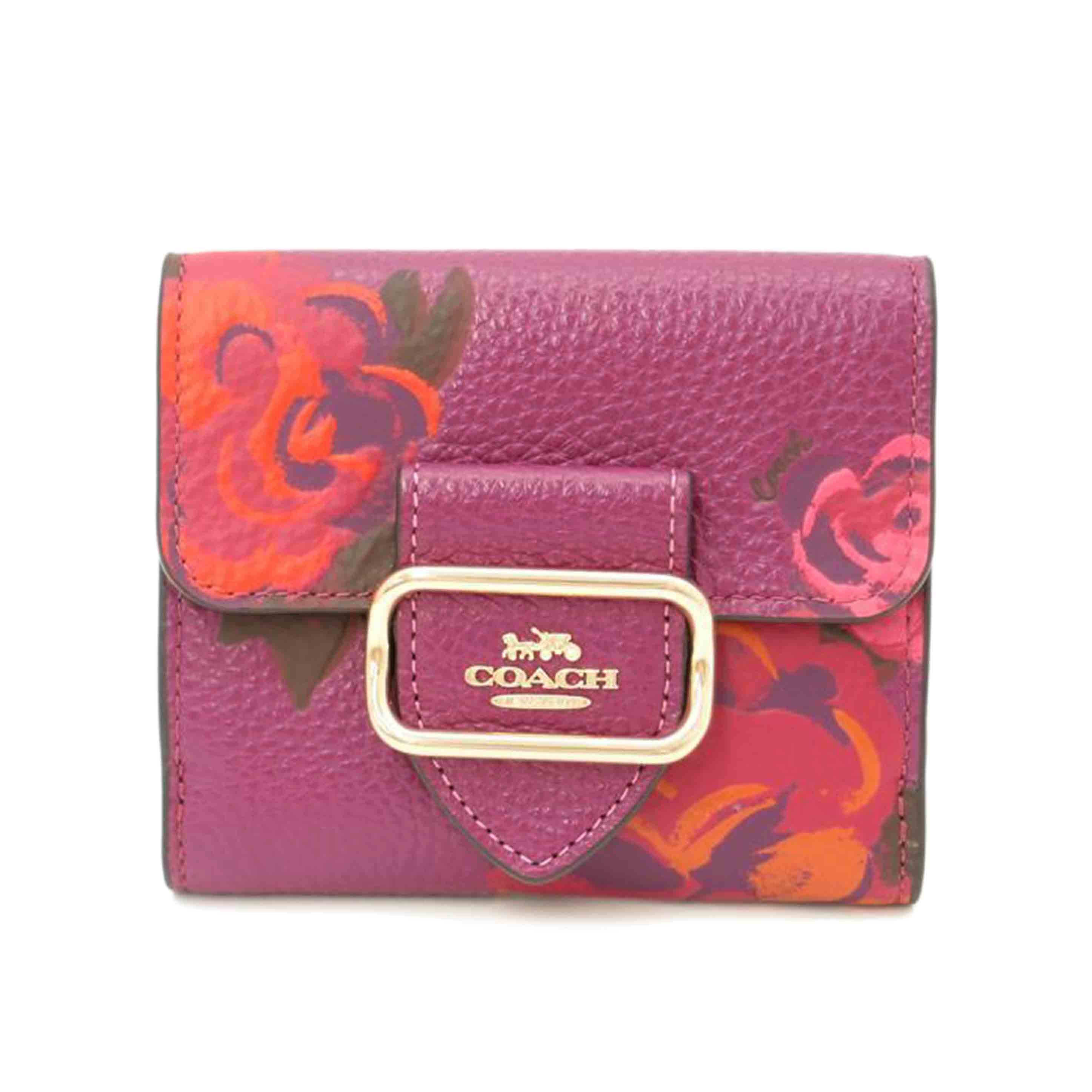 COACH コーチ 二つ折り財布 紫 レディース 花 /Wホック財布/パープル/CF485//H22**/SAランク/69
