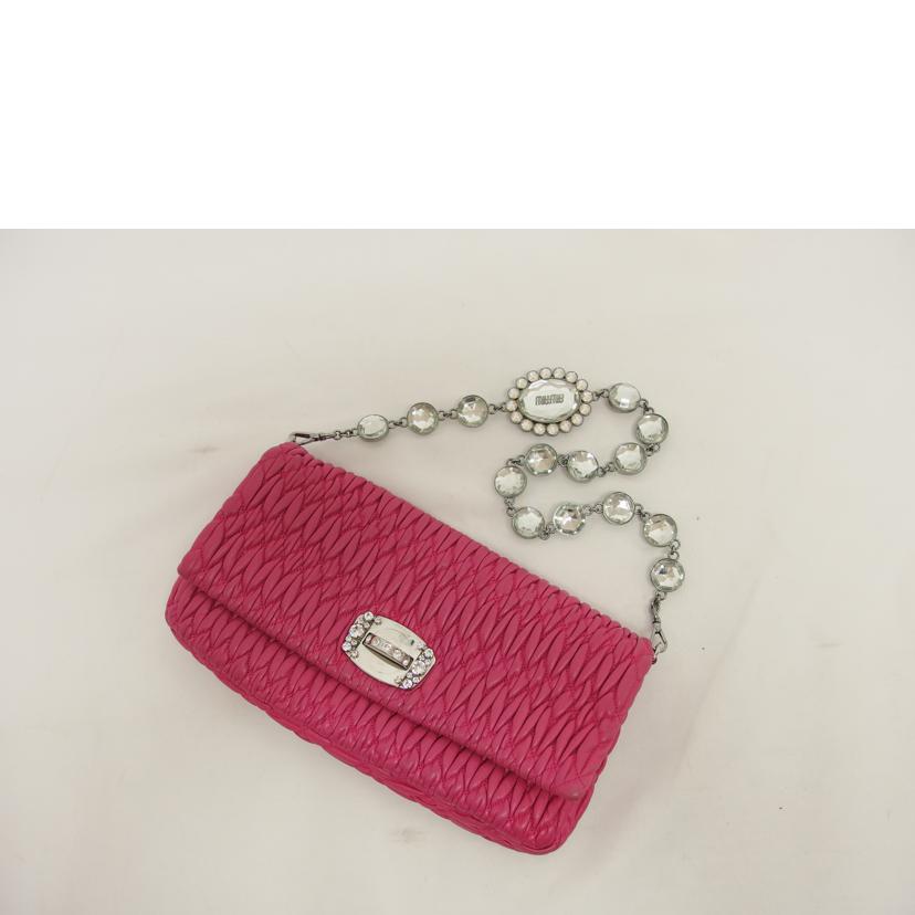 miu miu ミュウミュウ/マテラッセ/ナッパクリスタル/ビジュー3WAYバッグ/ピンク/RP0233//Bランク/04