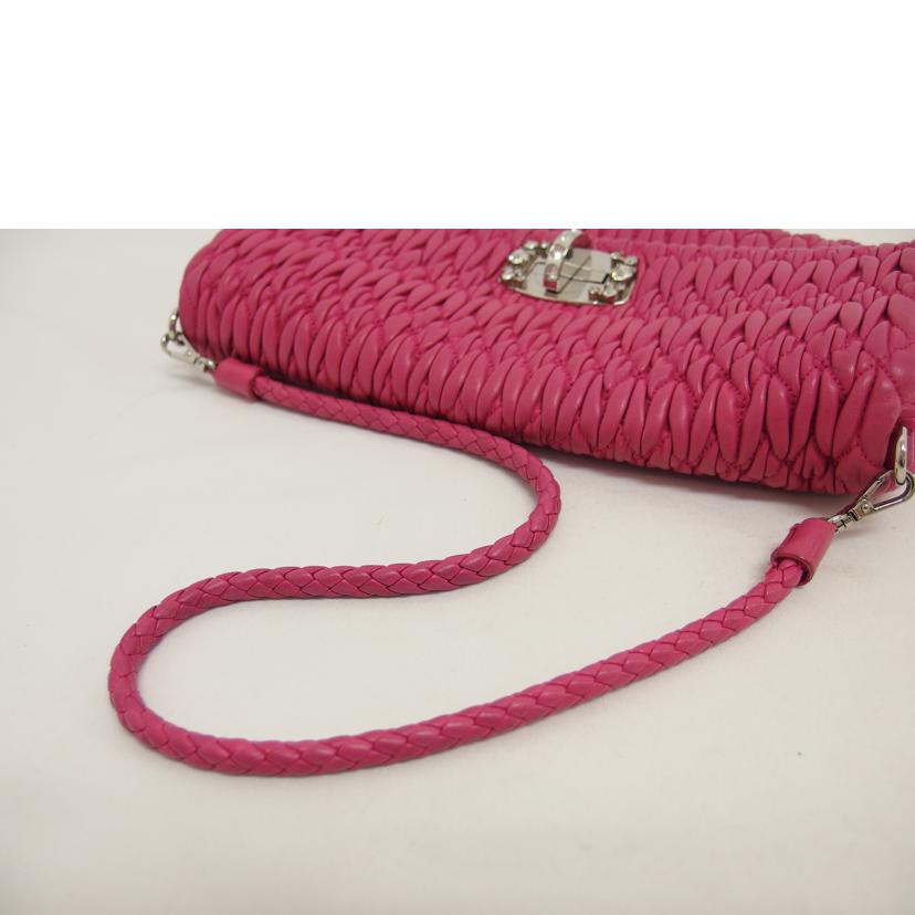 miu miu ミュウミュウ/マテラッセ/ナッパクリスタル/ビジュー3WAYバッグ/ピンク/RP0233//Bランク/04