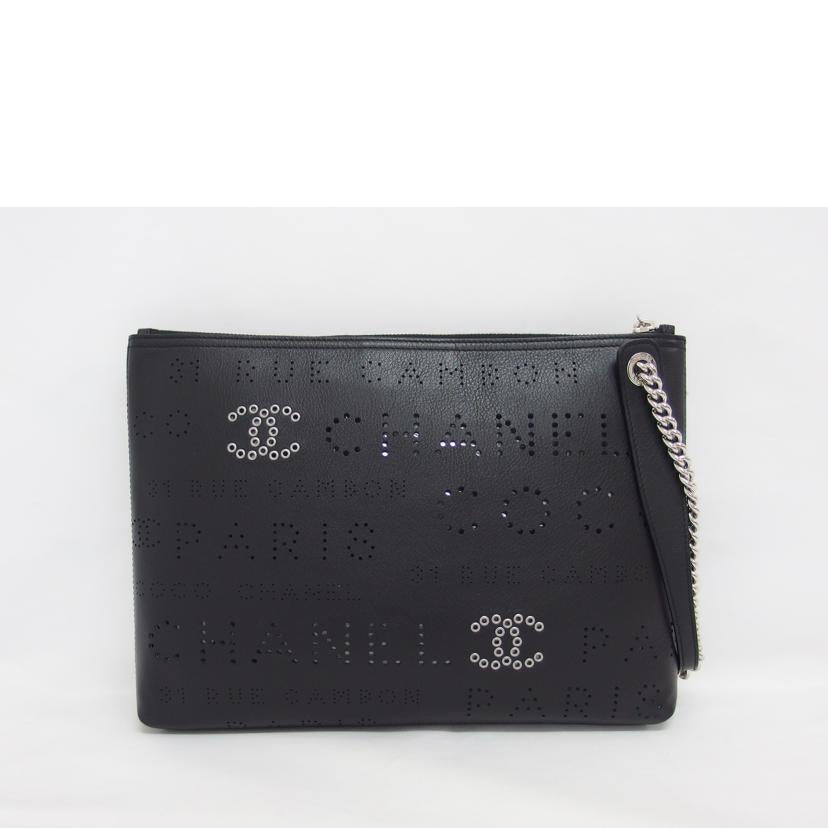 CHANEL シャネル/ココマークパンチングレザークラッチバッグ/ブラック/シルバー金具//273*****/Aランク/04
