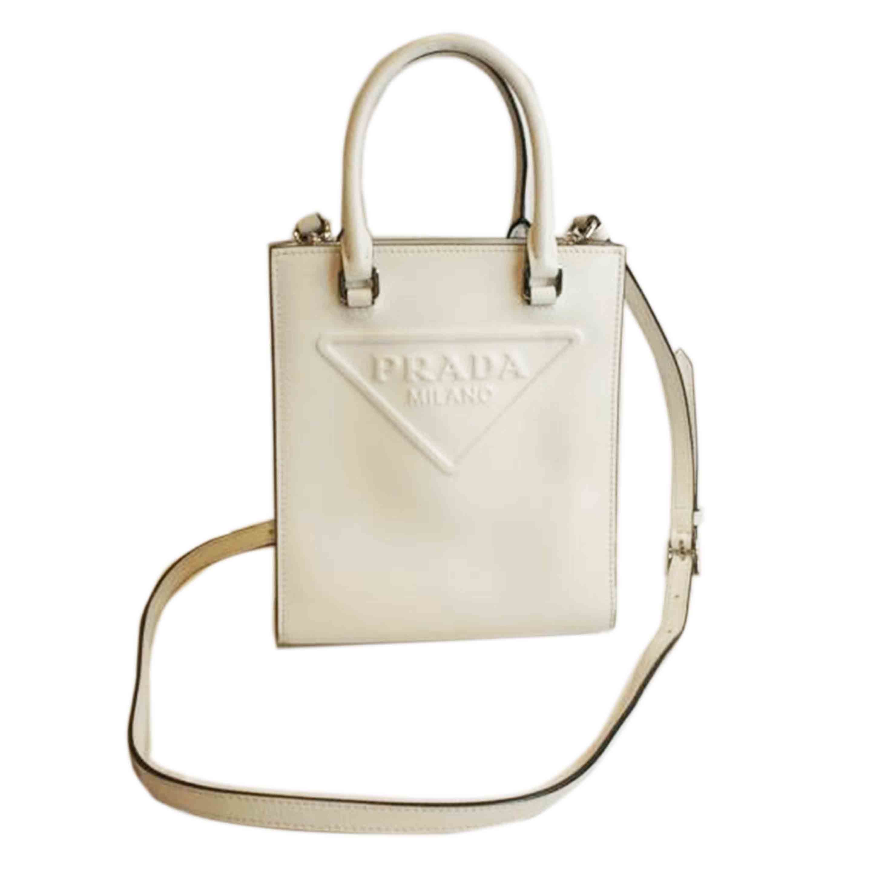 PRADA プラダ/スムースレザーエンボスロゴ2WAYホワイト/1BA333 //272*/Aランク/92