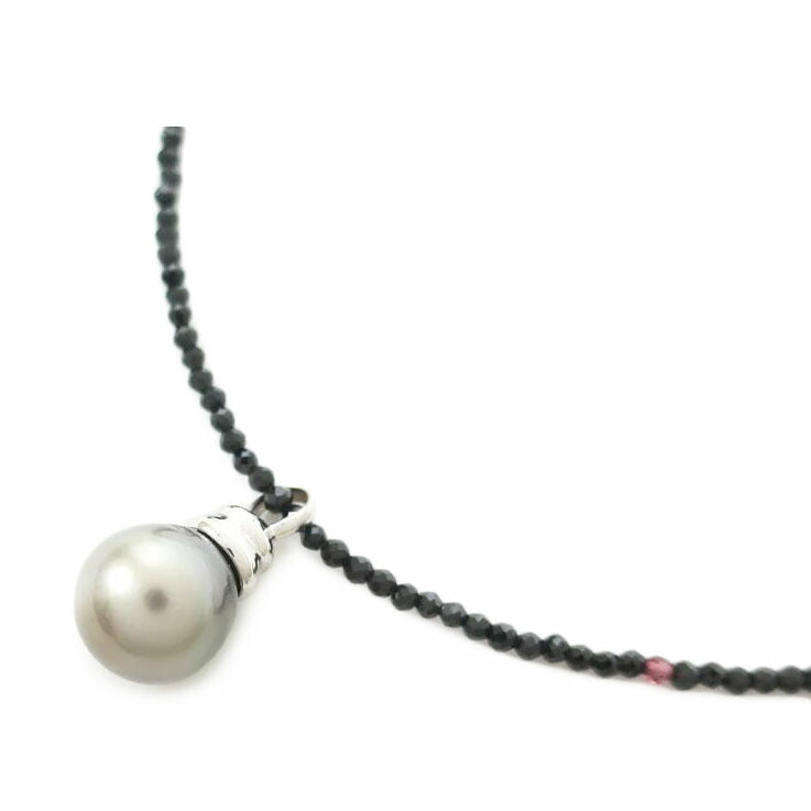 黒蝶真珠ネックレス K18WG Pt850 鑑別書付き 40cm//Aランク/65