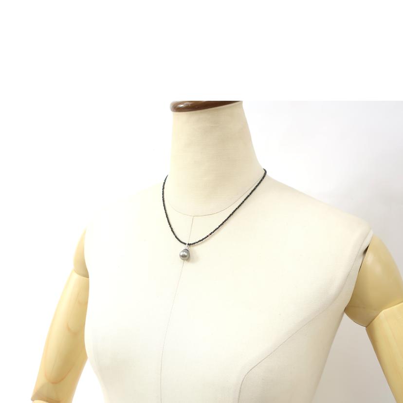黒蝶真珠ネックレス K18WG Pt850 鑑別書付き 40cm//Aランク/65