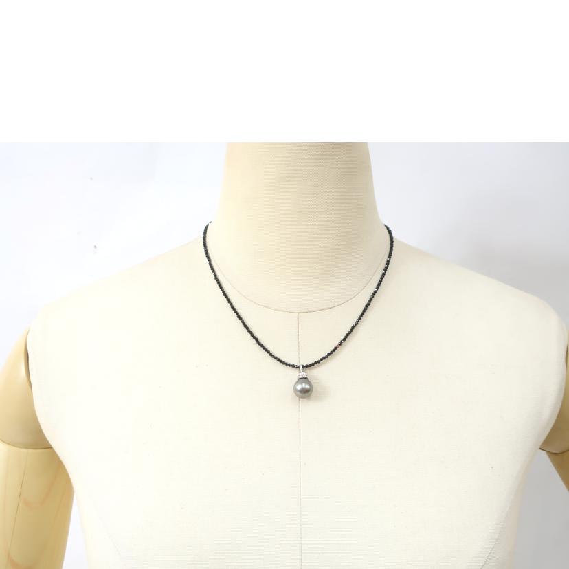 黒蝶真珠ネックレス K18WG Pt850 鑑別書付き 40cm//Aランク/65