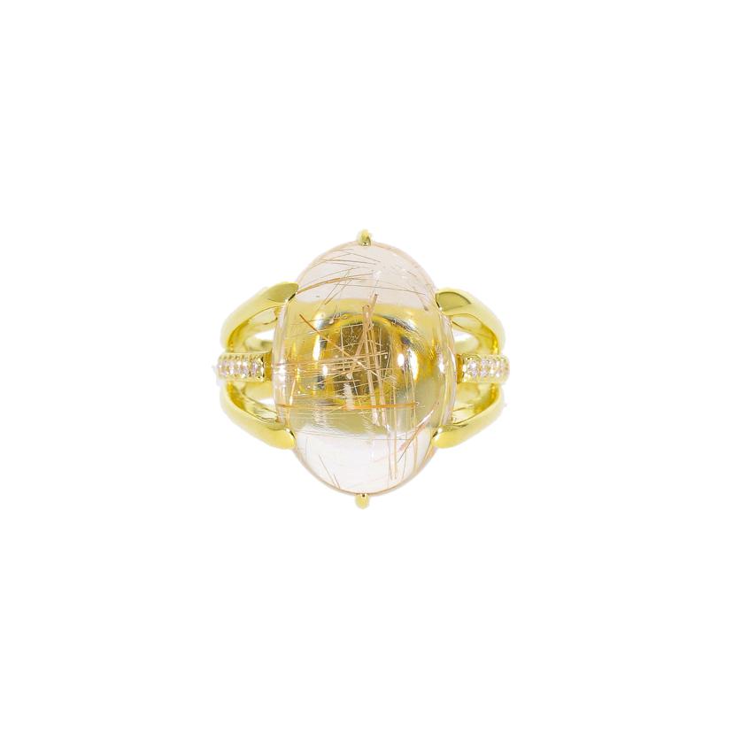 /◎K18ルチルクォーツダイヤリング13.57/D0.14ct//ABランク/59