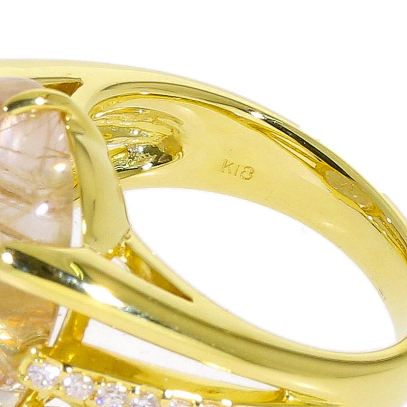 /◎K18ルチルクォーツダイヤリング13.57/D0.14ct//ABランク/59