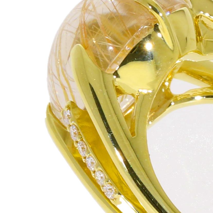 /◎K18ルチルクォーツダイヤリング13.57/D0.14ct//ABランク/59